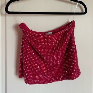 Oh Polly pink rhinestoned mini skirt